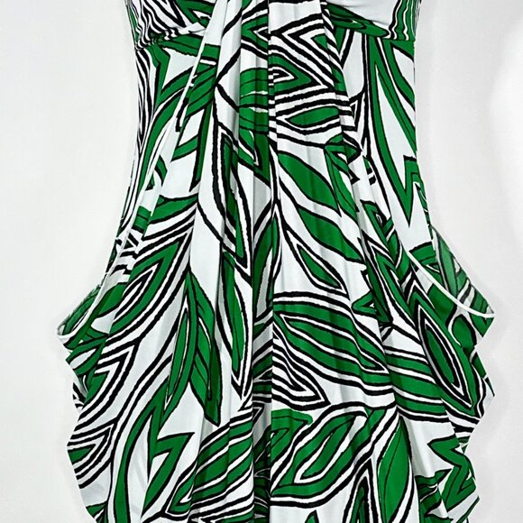 NWT Kitty Halter Dress White Green Leaf Design Six Brown Buttons Size Small - Picture 6 of 15